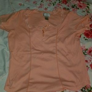 Peach top with lace detail